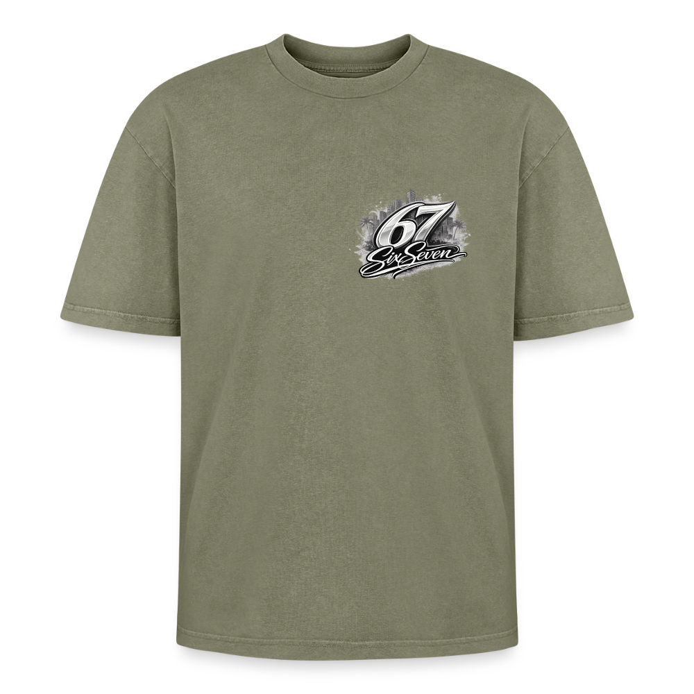 Six Seven Oversized Unisex Premium Acid-Washed T-Shirt - Grün Acid Wash