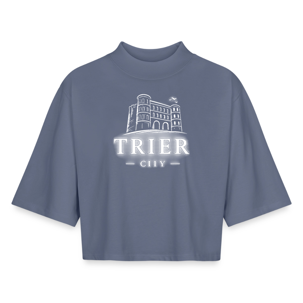 Trier CITY Boxy Frauen Recyceltes 1/2 Sleeved T-Shirt - Blaugrau