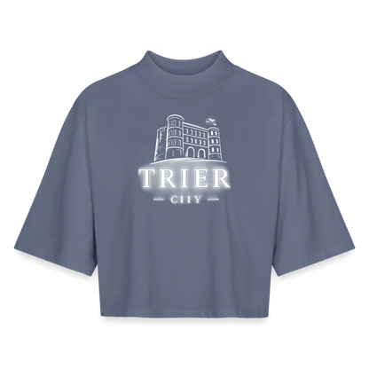 Trier CITY Boxy Frauen Recyceltes 1/2 Sleeved T-Shirt - Blaugrau