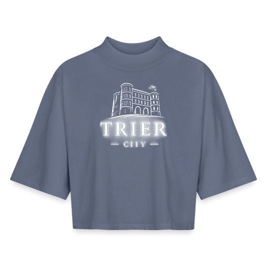 Trier CITY Boxy Frauen Recyceltes 1/2 Sleeved T-Shirt - Blaugrau