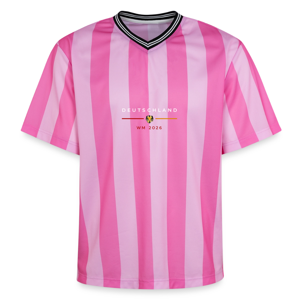 Deutschland Unisex Football Style Mesh T-Shirt - Rosa/Rosa Streifen