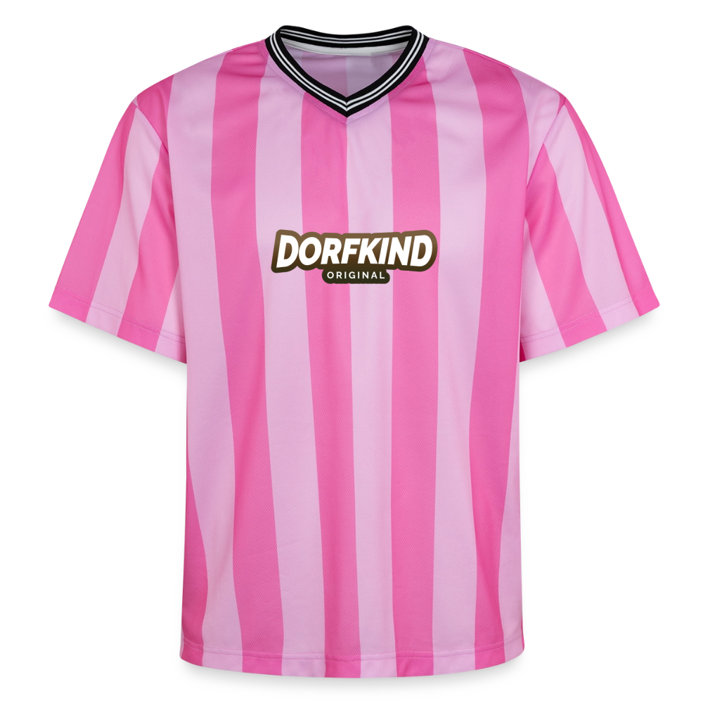 Dorfkind Unisex Football Style Mesh T-Shirt - Rosa/Rosa Streifen