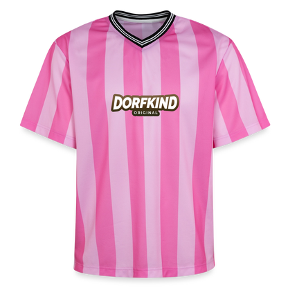 Dorfkind Unisex Football Style Mesh T-Shirt - Rosa/Rosa Streifen