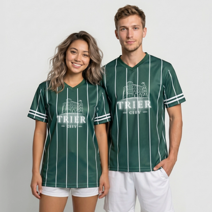 Trier Unisex Football Style Mesh T-Shirt - Dunkelgrün/Weiß