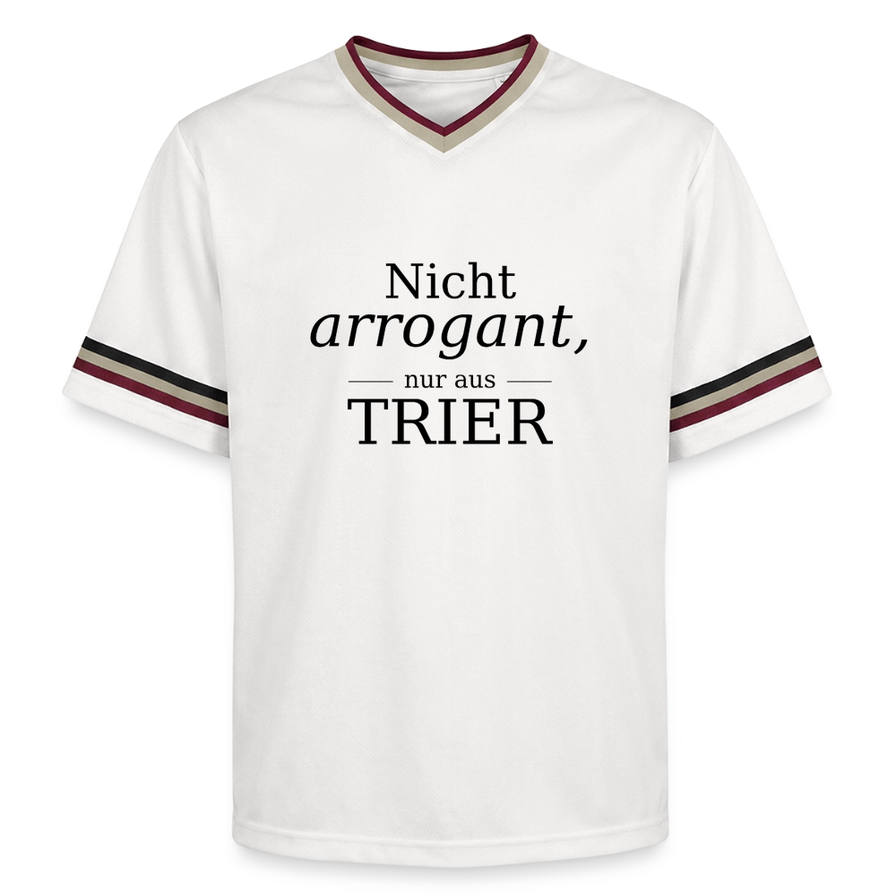 Trier Spruch Unisex Football Style Mesh T-Shirt - Offwhite/Bordeaux