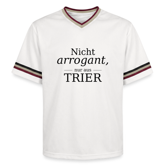 Trier Spruch Unisex Football Style Mesh T-Shirt - Offwhite/Bordeaux