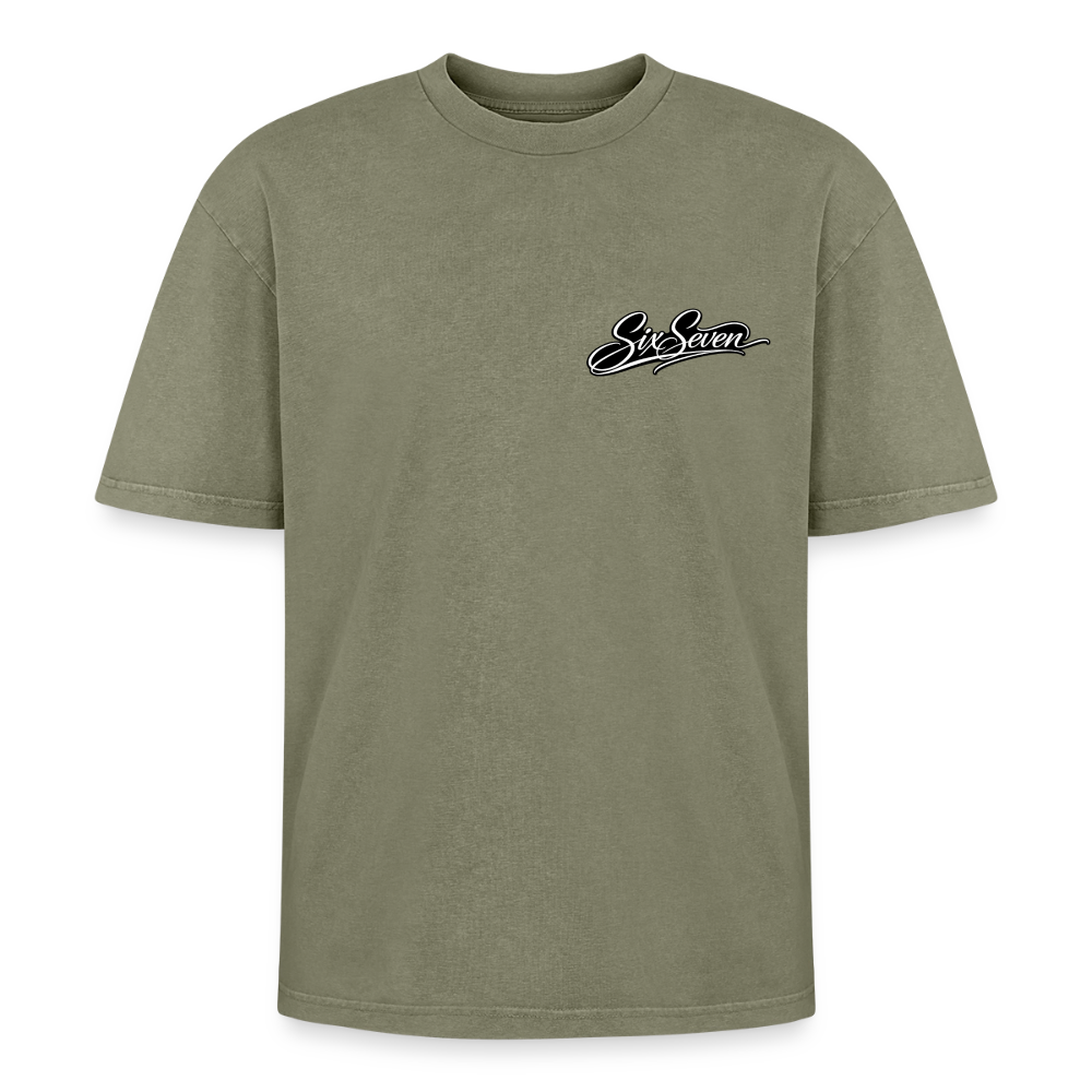Six Seven Oversized Unisex Premium Acid-Washed T-Shirt - Grün Acid Wash