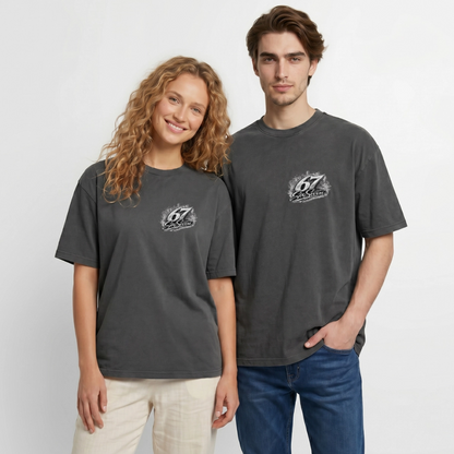 Six Seven Oversized Unisex Premium Acid-Washed T-Shirt - Schwarz Acid Wash