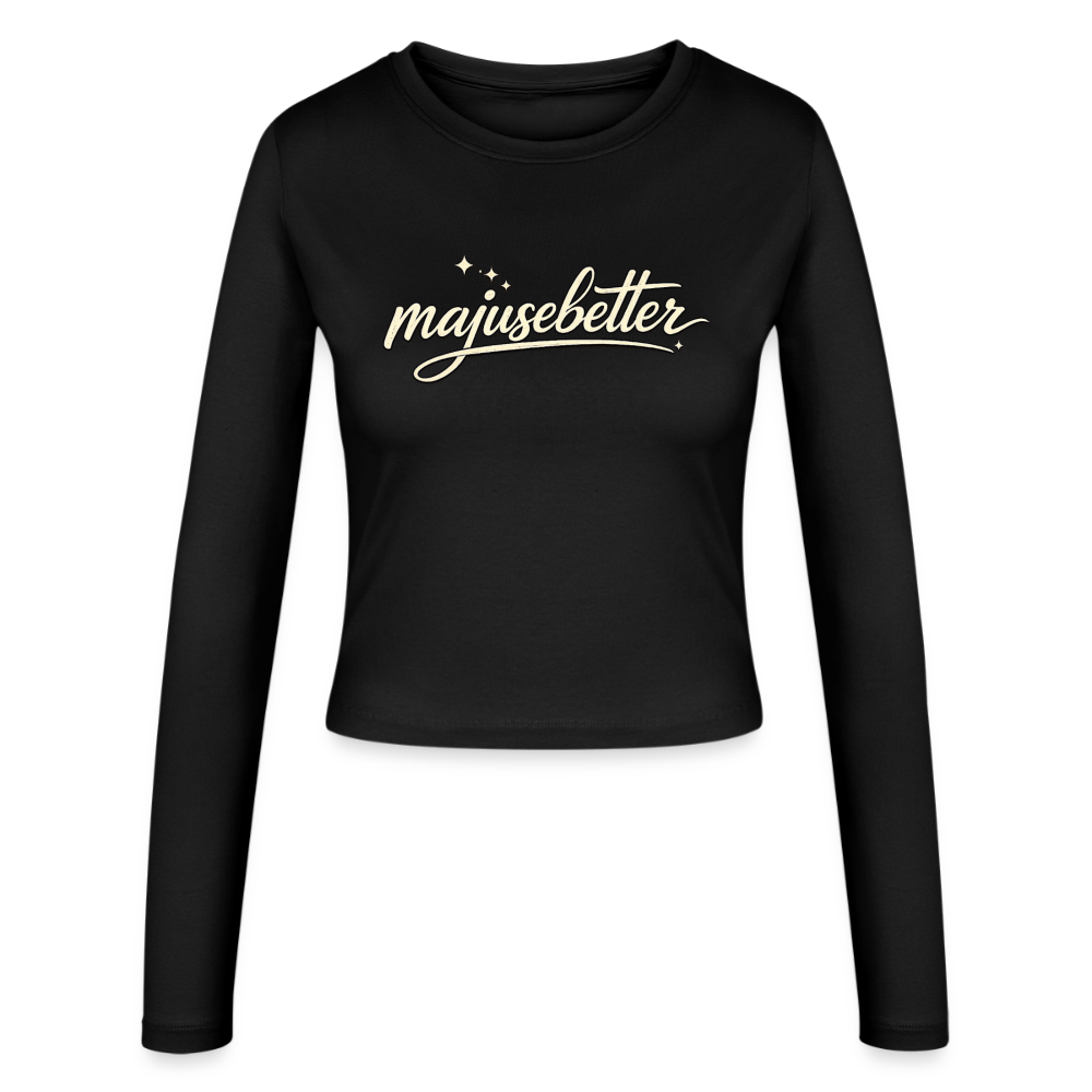 Majusebetter Frauen Slim Fit Langarmshirt - Schwarz