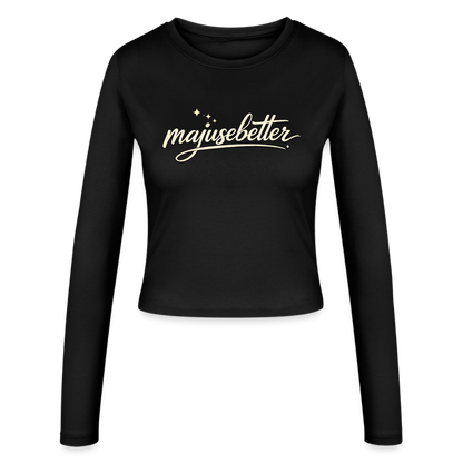 Majusebetter Frauen Slim Fit Langarmshirt - Schwarz