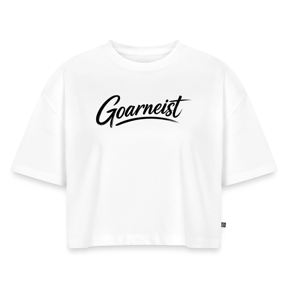Goarneist Frauen Premium Oversized Bio Cropped T-Shirt - Weiß