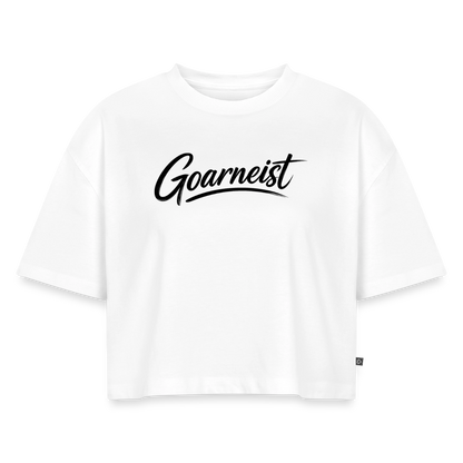 Goarneist Frauen Premium Oversized Bio Cropped T-Shirt - Weiß