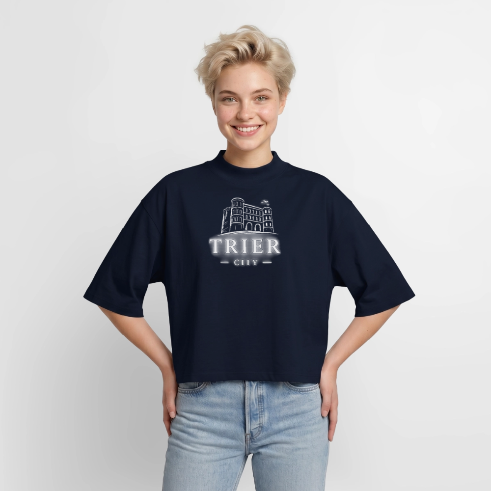 Trier CITY Boxy Frauen Recyceltes 1/2 Sleeved T-Shirt - Navy