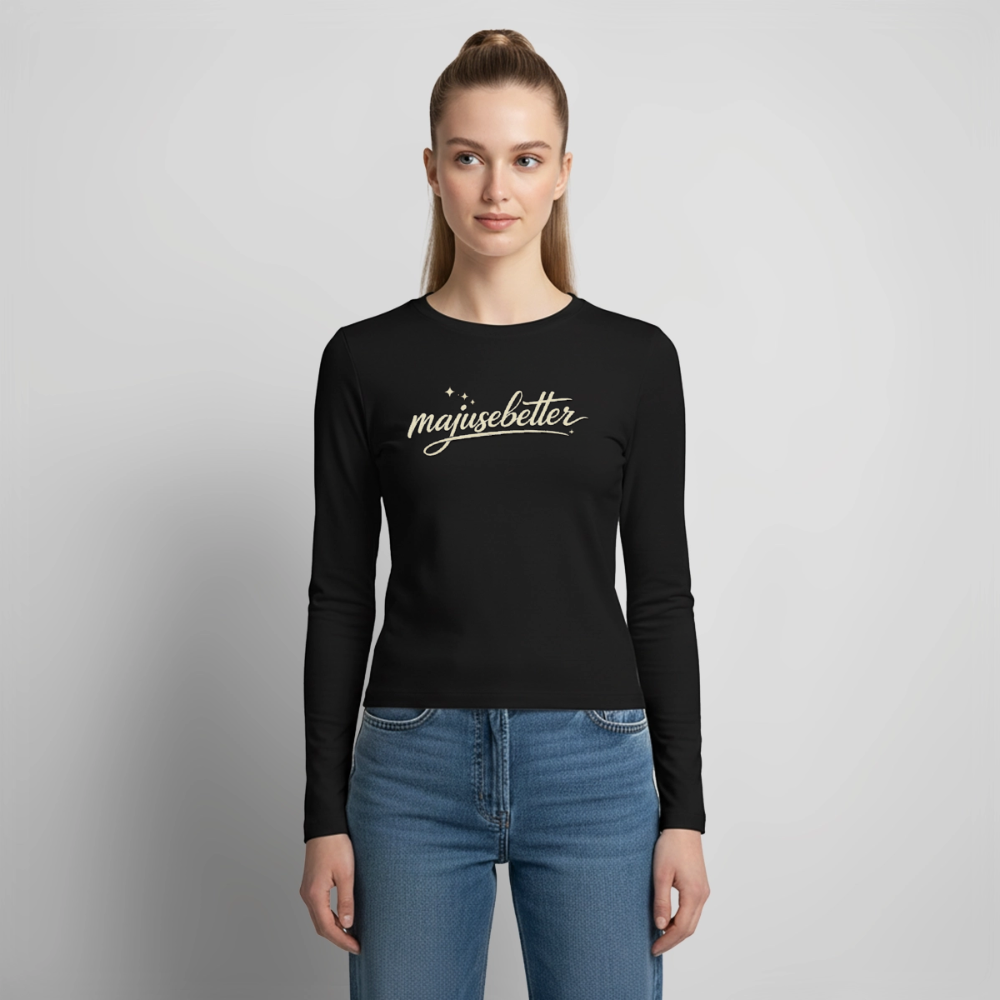 Majusebetter Frauen Slim Fit Langarmshirt - Schwarz