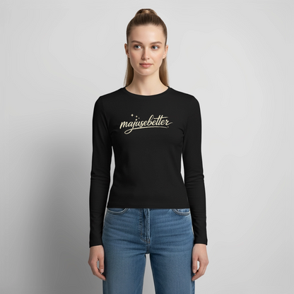 Majusebetter Frauen Slim Fit Langarmshirt - Schwarz