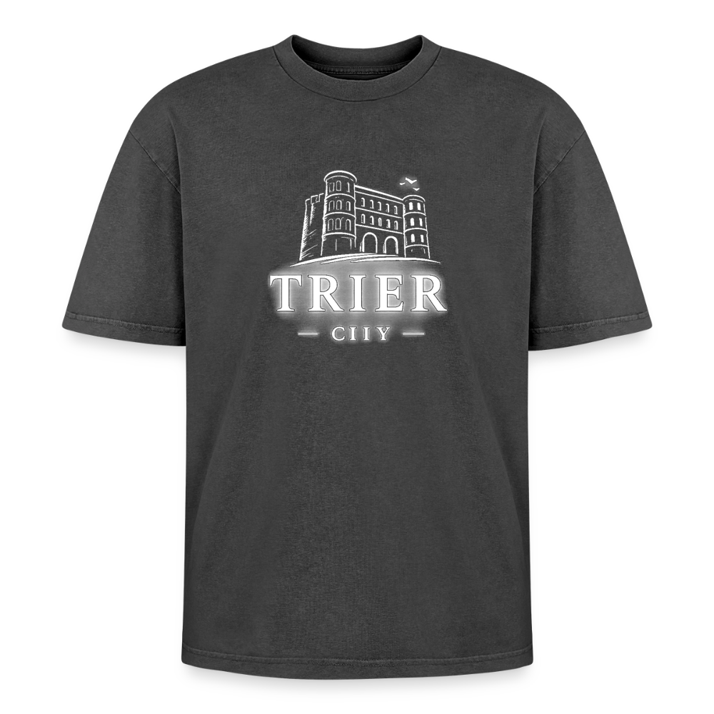 Trier Oversized Unisex Premium Acid-Washed T-Shirt - Schwarz Acid Wash