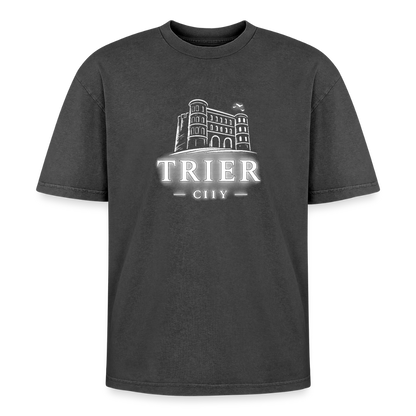 Trier Oversized Unisex Premium Acid-Washed T-Shirt - Schwarz Acid Wash
