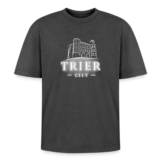 Trier Oversized Unisex Premium Acid-Washed T-Shirt - Schwarz Acid Wash