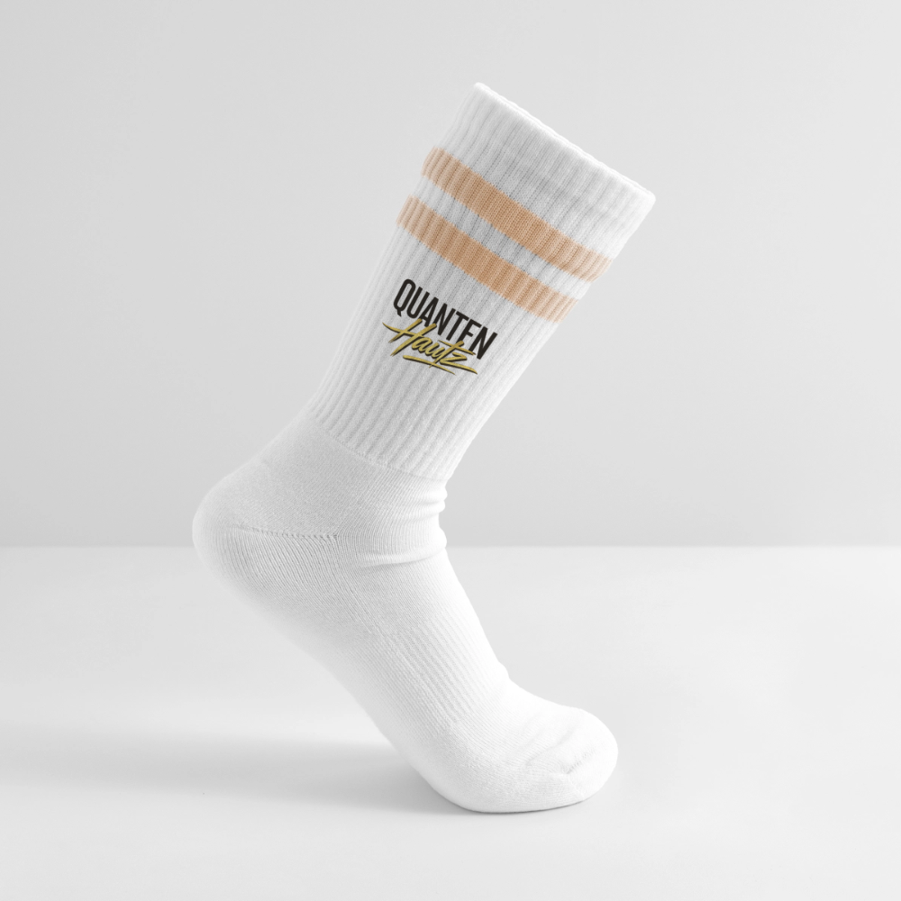 Quanten Hautz Gestreifte Tennissocken - Weiß/Pfirsich