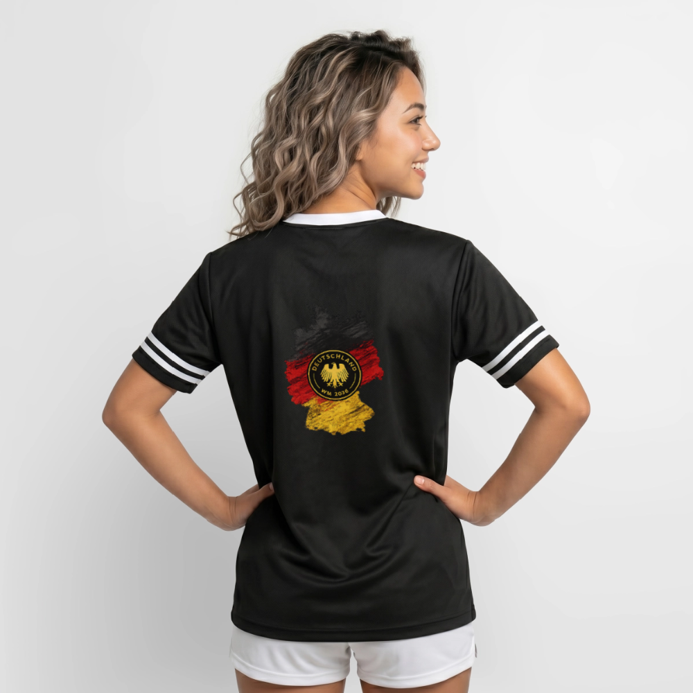 Deutschland Unisex Football Style Mesh T-Shirt - Schwarz/Weiß