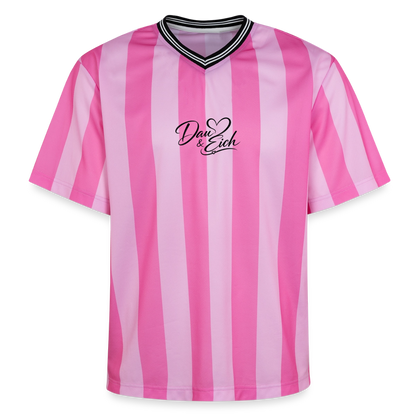Dau & Eich Unisex Football Style Mesh T-Shirt - Rosa/Rosa Streifen